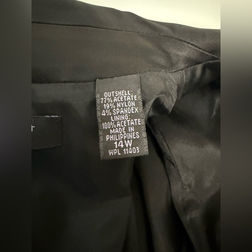Context Woman plus size Black satin formal tuxedo like Black jacket lapel 14W EC - Picture 8 of 10